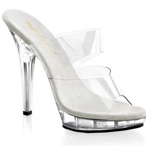 Pleaser Fabulicious LIP 102 Clear double strap slide